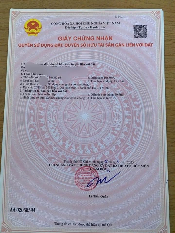 Nhà cấp 4 Hóc Môn 110m² giá 3.55 tỷ - Sổ hồng chính chủ, hẻm ô tô đậu cửa!