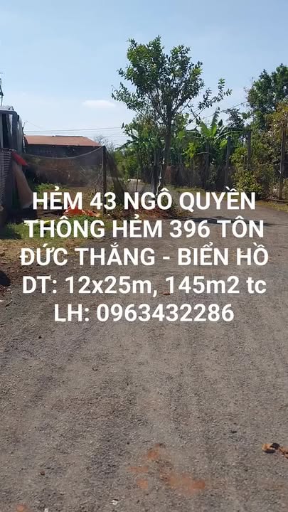 Đất nền 2 mặt tiền hẻm 43 Ngô Quyền 145m² giá chỉ 9xx triệu - Đầu tư sinh lời ngay!