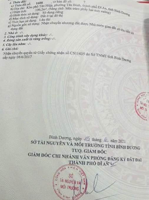 Lô Đất 100m² sổ hồng riêng tại kp Tân Hiệp, Dĩ An - Giá chỉ 2.65 tỷ!