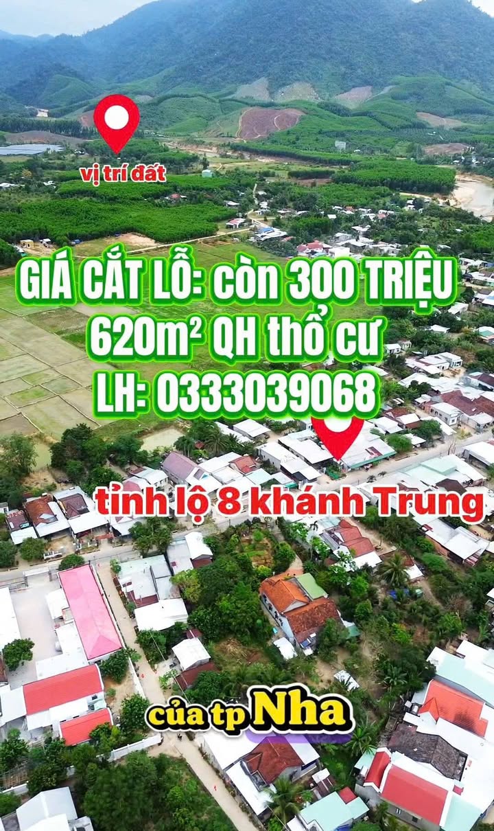 Đất thổ cư tại xã Khánh Trung, Khánh Vĩnh 620m² giá chỉ 300 triệu - Cơ hội đầu tư tuyệt vời!