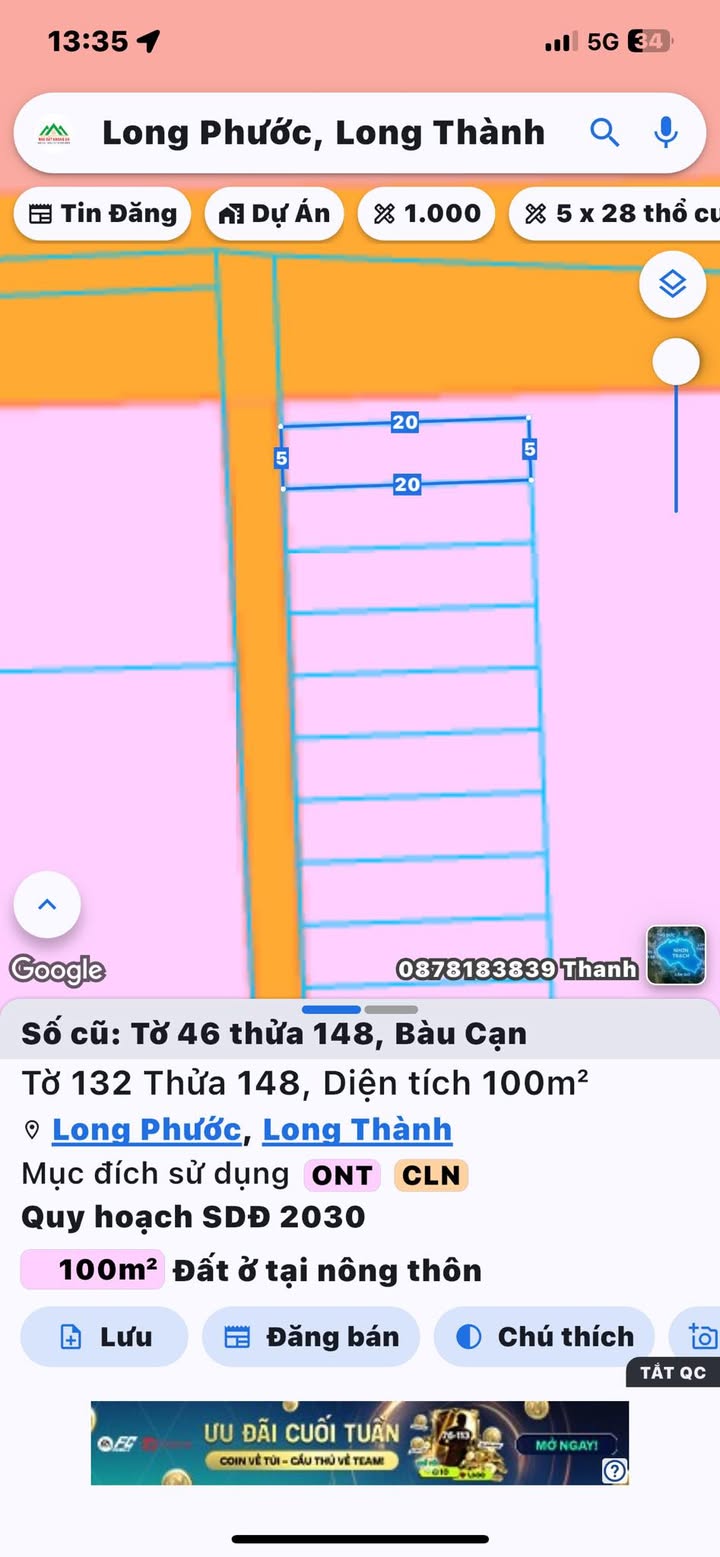 Đất nền Long Phước 100m² giá 1.1 tỷ - Sổ đỏ chính chủ, hẻm an ninh!