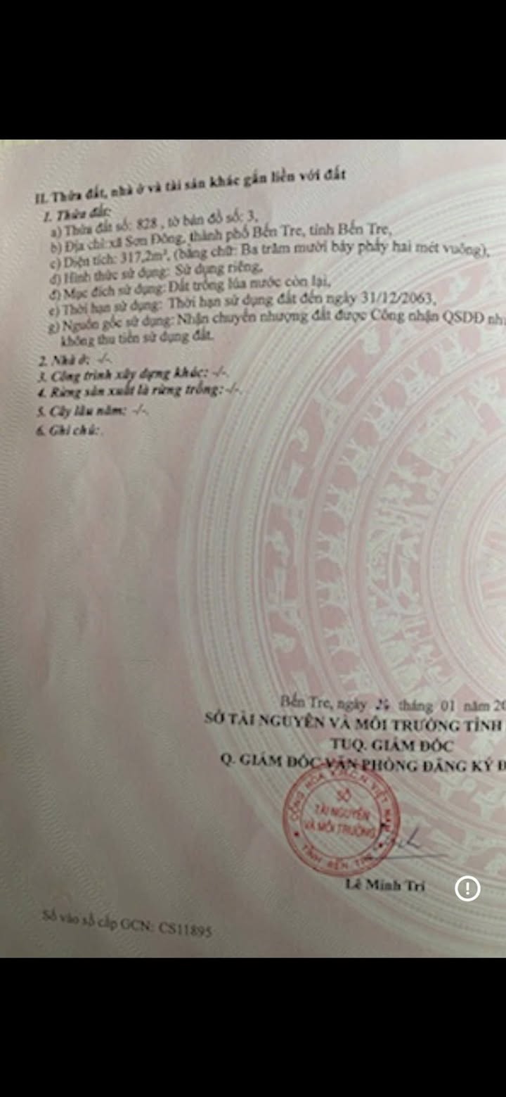 Đất nền 300m² tại Phường Sơn Đông, Bến Tre - Giá chỉ 900 triệu, sổ đỏ chính chủ!