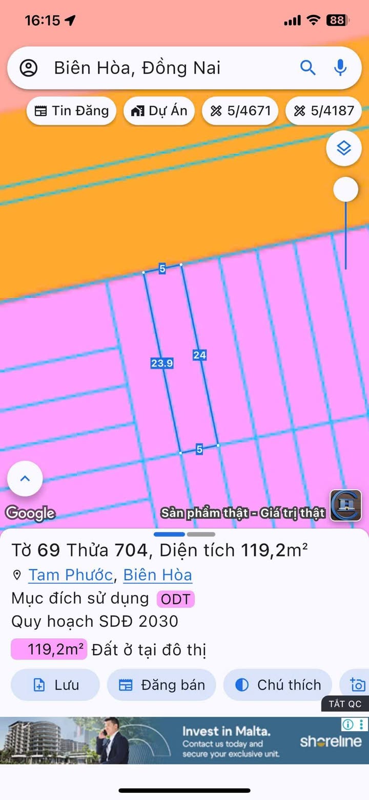 Đất thổ cư 120m² tại khu chợ Tín Nghĩa, Biên Hòa - Sổ riêng, giá 1.95 tỷ!