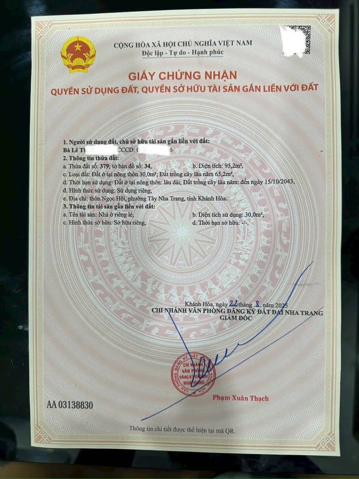 Nhà riêng hẻm ô tô tại Phường Tây Nha Trang 104.9m² giá chỉ 1.849 tỷ - Sổ hồng chính chủ!