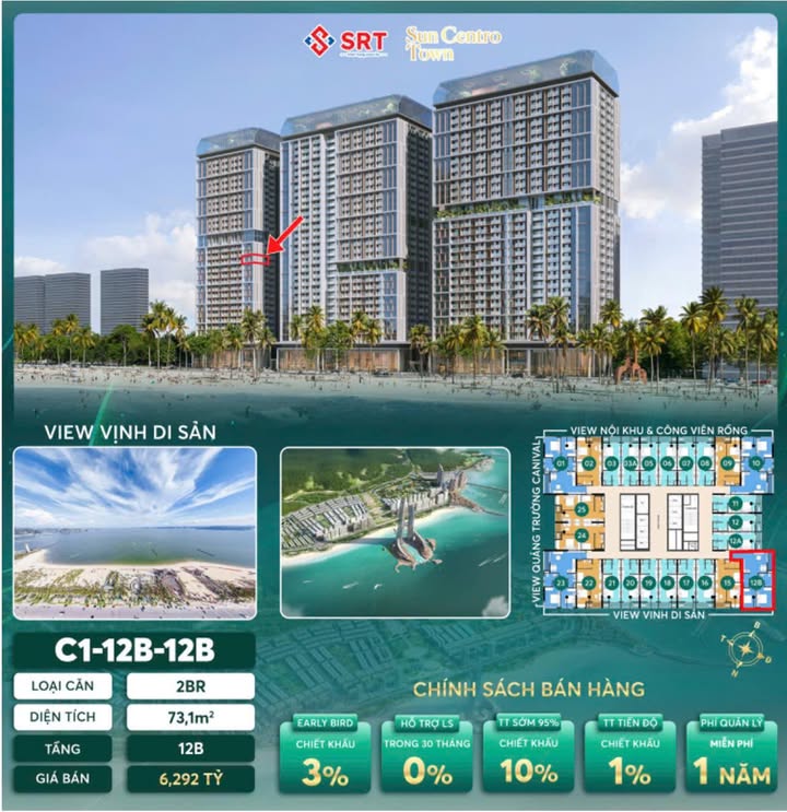 Căn hộ Sun Centro Town Hạ Long 66m² giá thỏa thuận - View biển trực diện!