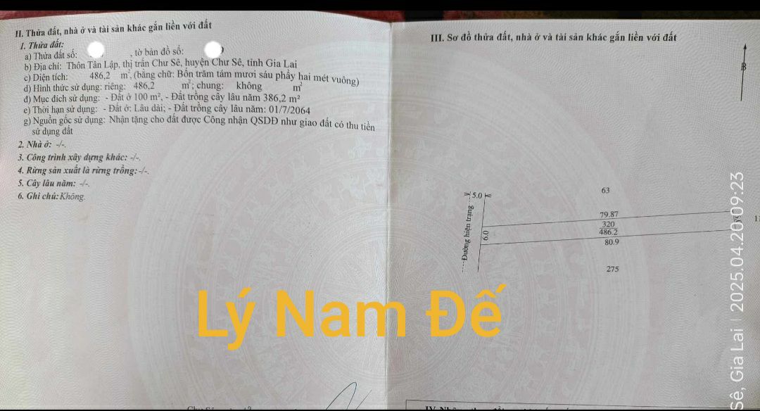 Đất thổ cư 480m² Lý Nam Đế, Chư Sê - Giá chỉ 1.4 tỷ!