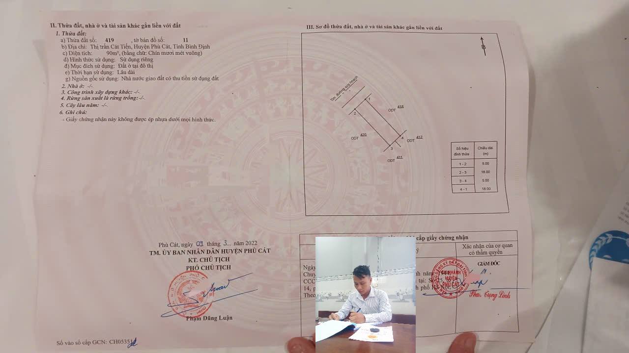 Bán lô đất Xã Cát Tiến 90m² giá 2.2 tỷ - Sổ hồng chính chủ