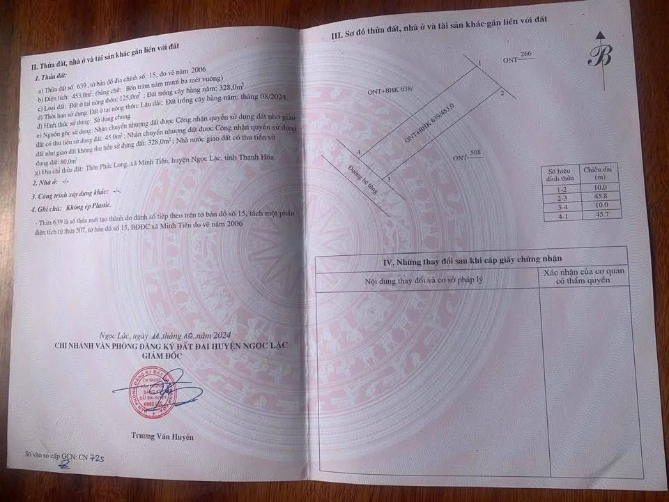 Đất thổ cư Ngọc Lặc 460m² giá 2.07 tỷ - Cơ hội đầu tư hấp dẫn!