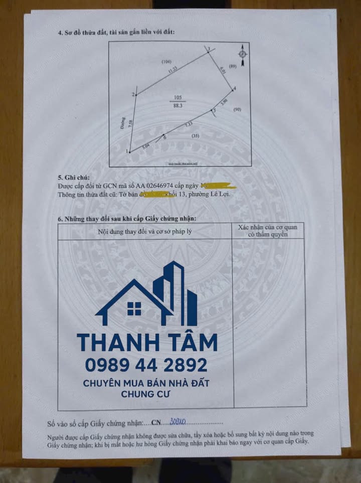 Đất thổ cư Lê Lợi cũ 88,3m² giá 3,2 tỷ - Đầu tư sinh lời nhanh chóng!