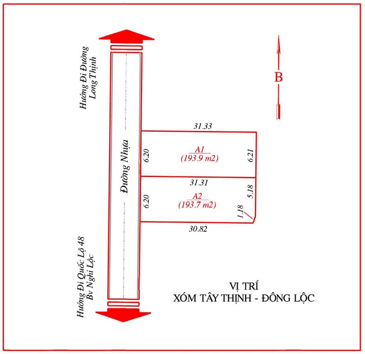 Đất nền Cửa Lò Nghệ An 194m² giá 1 tỷ - Bám đường nhựa thuận tiện!