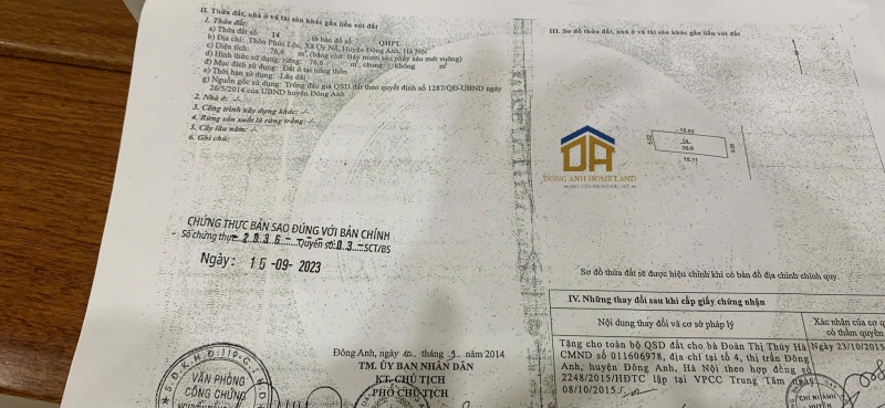 Đất Phúc Lộc, Đông Anh 76,6m² - 2 mặt tiền đường nhựa ô tô tránh