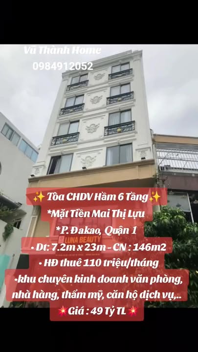 Tòa CHDV Hầm 6 Tầng Mặt Tiền Mai Thị Lựu Quận 1 - Đầu Tư Sinh Lời Tốt Nhất!