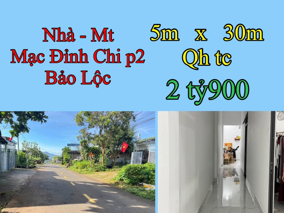 Nhà mặt tiền Mạc Đĩnh Chi, Bảo Lộc 150m² giá 2.9 tỷ - Kinh doanh thuận lợi!