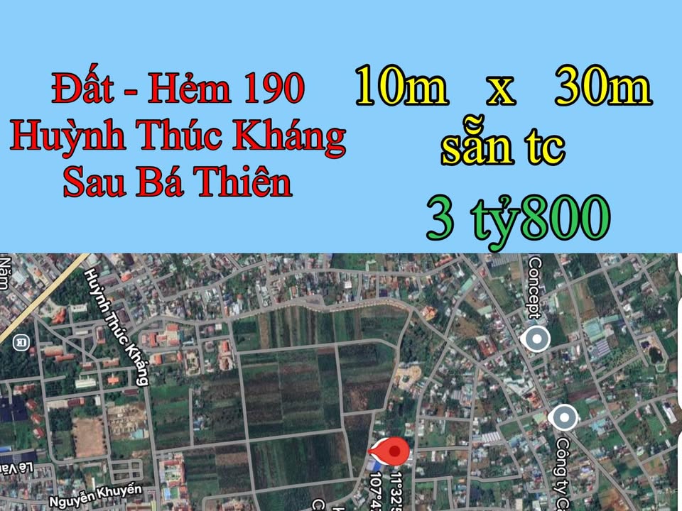 Đất Hẻm 190 Huỳnh Thúc Kháng, Bảo Lộc 300m² giá 3.8 tỷ - Đường ô tô lớn, đầu tư sinh lời!