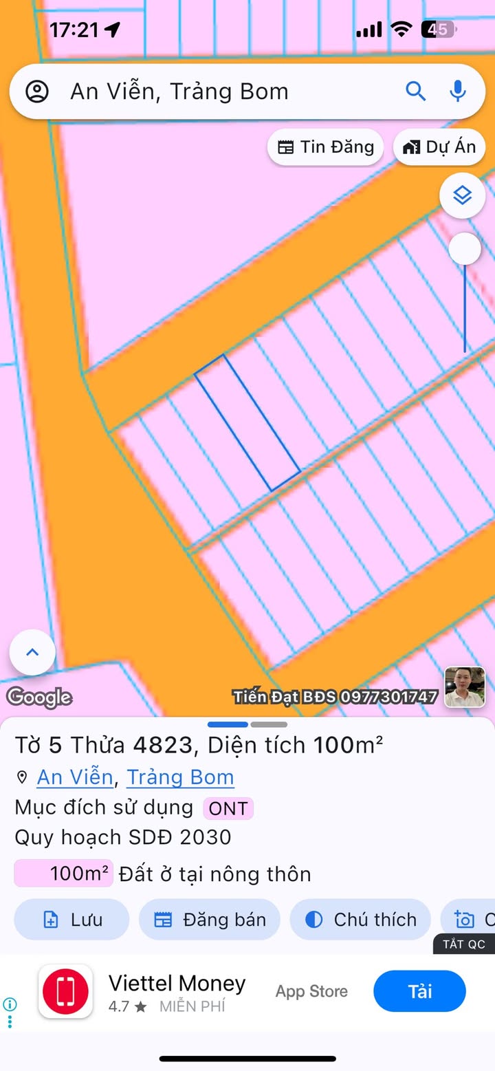 Đất vườn cọ đường nhựa thông bàn cờ Trảng Bom 100m² giá chỉ 90 triệu - Sổ riêng thổ cư