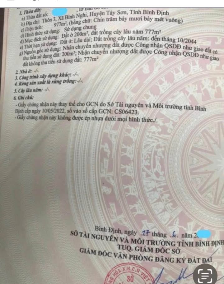 Đất nền 997m² xã Bình Nghi, huyện Tây Sơn, giá 1.1 tỷ - Cơ hội đầu tư hấp dẫn!