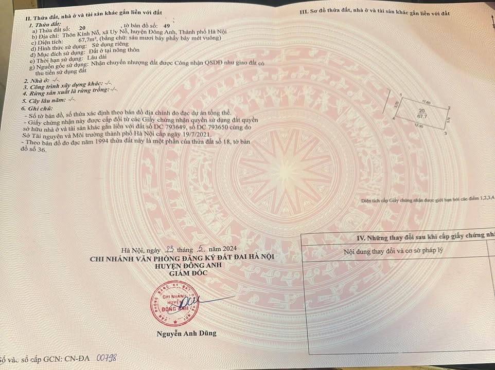 Đất nền Thôn Kính Nỗ, Huyện Đông Anh 67.7m² giá 5 tỷ - Đầu tư sinh lời ngay!