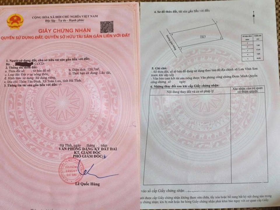 Đất thổ cư Tân Đình, Toàn Lưu, 120,7m² giá 1,5 tỷ - Đường rộng, vị trí thuận lợi!