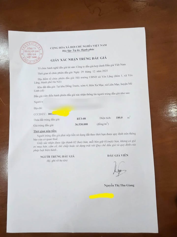 Đất biệt thự Liên Mạc Mê Linh 180m² giá thỏa thuận - Mặt tiền 10m, view kênh