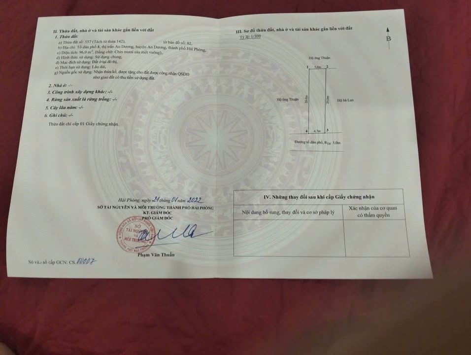 Bán lô đất Tổ 8, Phường An Hải, Quận An Dương, 96m² - Sổ hồng chính chủ, giá 3.2 tỷ!