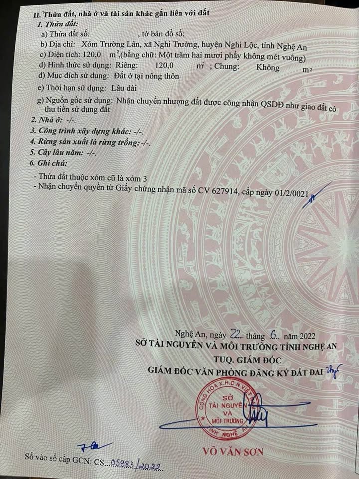 Đất nền Trường Lân, Nghi Lộc 120m² giá 1,8 tỷ - Sổ đỏ chính chủ