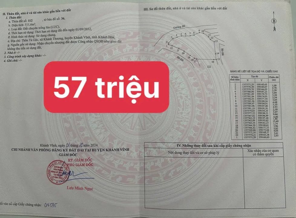 Đất nền Khánh Thượng, Khánh Vĩnh 558m² giá 59 triệu - Cơ hội đầu tư hấp dẫn!