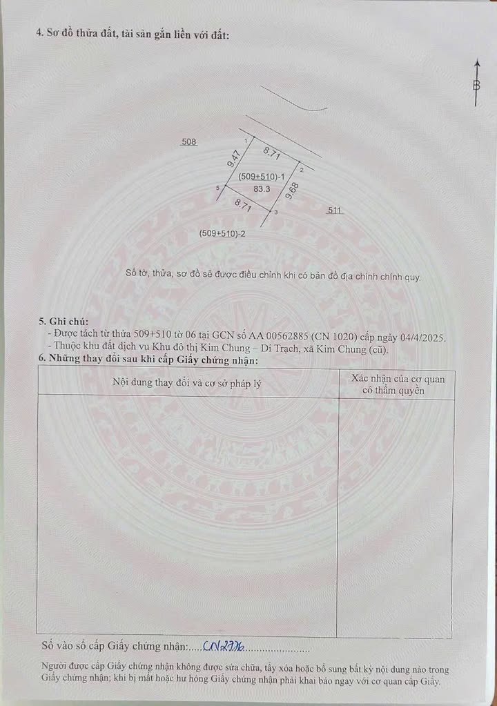 Đất dịch vụ Thăng Long 9 Kim Chung Hoài Đức 83.3m² - Đầu tư sinh lời ngay!