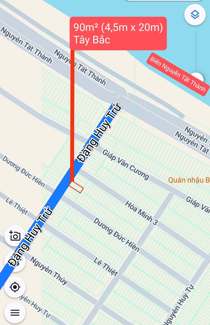 Đất mặt tiền Đặng Huy Trứ, Liên Chiểu, 90m² giá 7.49 tỷ - Sổ hồng công chứng ngay!
