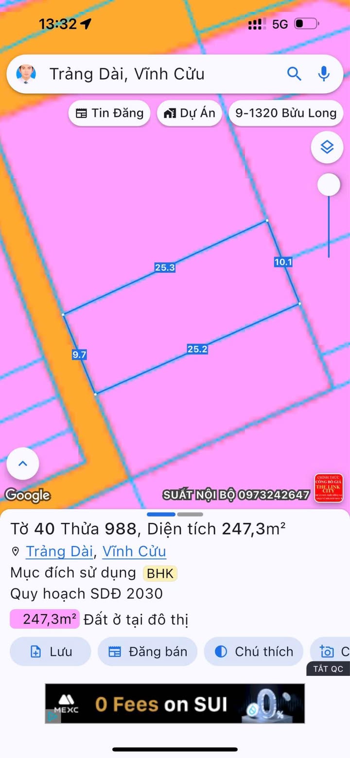 Đất nền Trảng Dài Biên Hòa 242m² giá 3.45 tỷ - Sổ hồng chính chủ, xe hơi vào tận nơi!