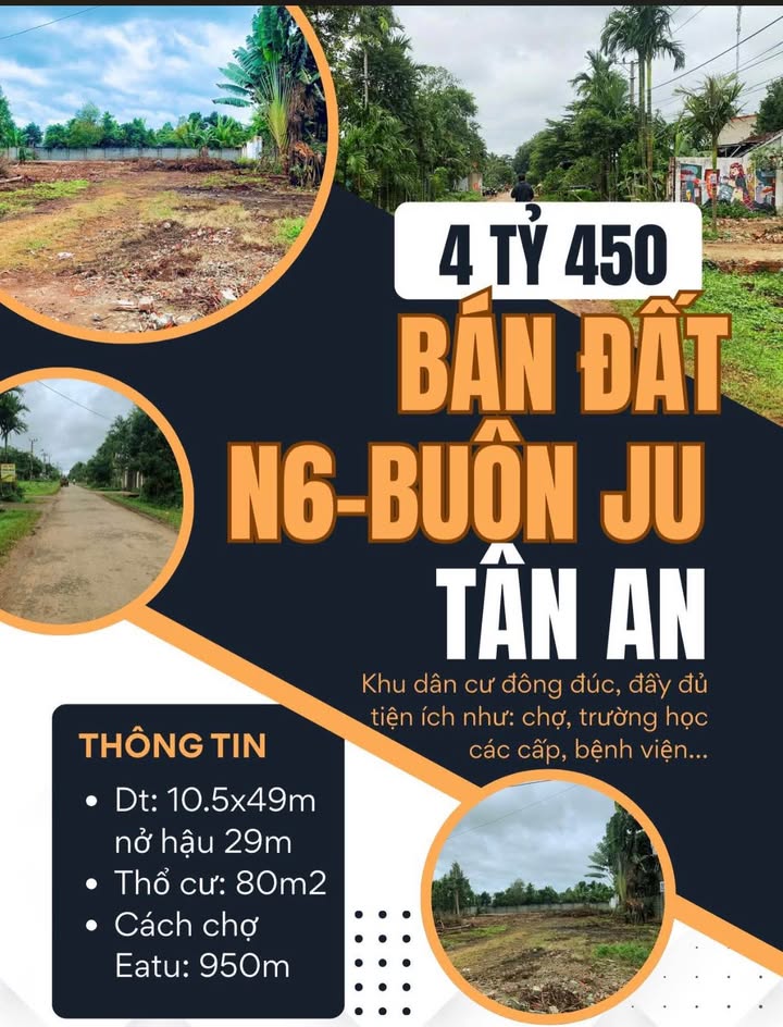 Đất nền Buôn Ju, Tân An 514m² giá 4.45 tỷ - Đầu tư sinh lời ổn định!