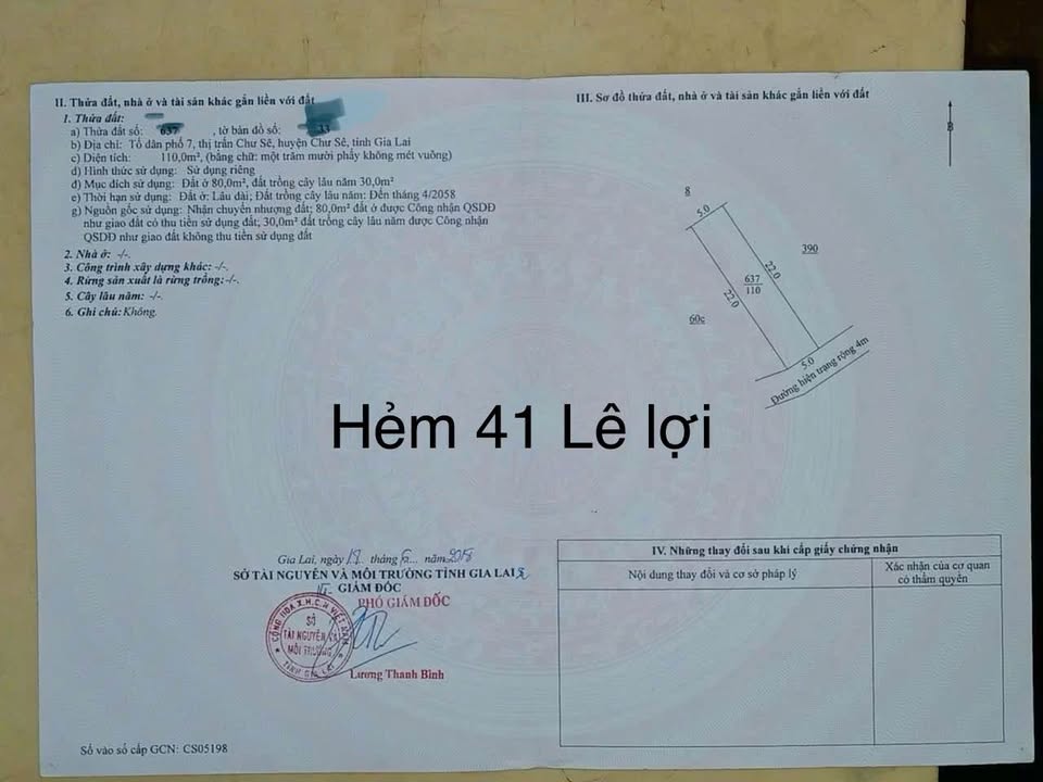 Đất thổ cư 110m² hẻm 41 Lê Lợi, Buôn Ma Thuột - Giá chỉ 750 triệu!