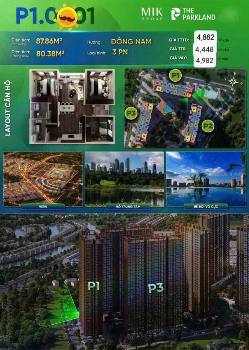 Căn hộ 3PN The Parkland Imperia Ocean City 80m² giá 4.256 tỷ - Nhận nhà ngay!