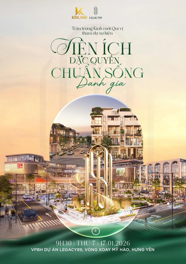 Shophouse Legacy89 Hưng Yên 20,000m² - Đầu tư sinh lời bền vững!