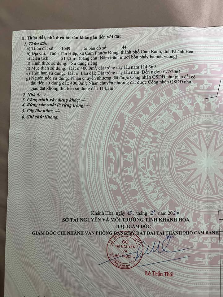 Đất thổ cư 400m² tại phường Ba Ngòi, Cam Ranh - Cơ hội đầu tư tuyệt vời!