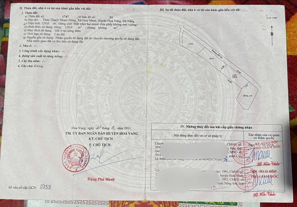 Đất nền Hòa Nhơn, Huyện Hòa Vang 129m² giá 1.5 tỷ - Vị trí đẹp, thoáng mát!