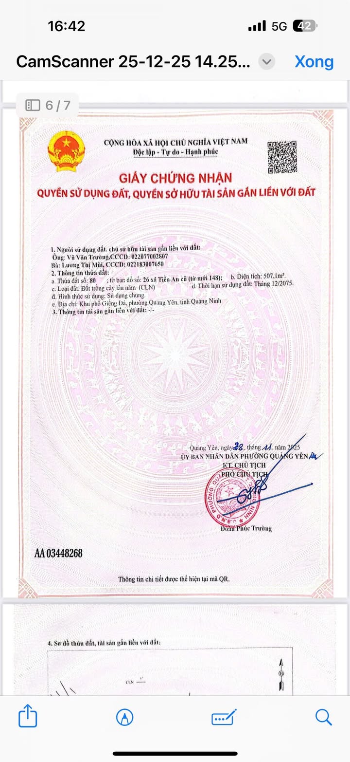 Đất nền thôn Chùa, Phường Quảng Yên 507m² giá chỉ 2.84 tỷ - Phân lô bán nền lý tưởng!