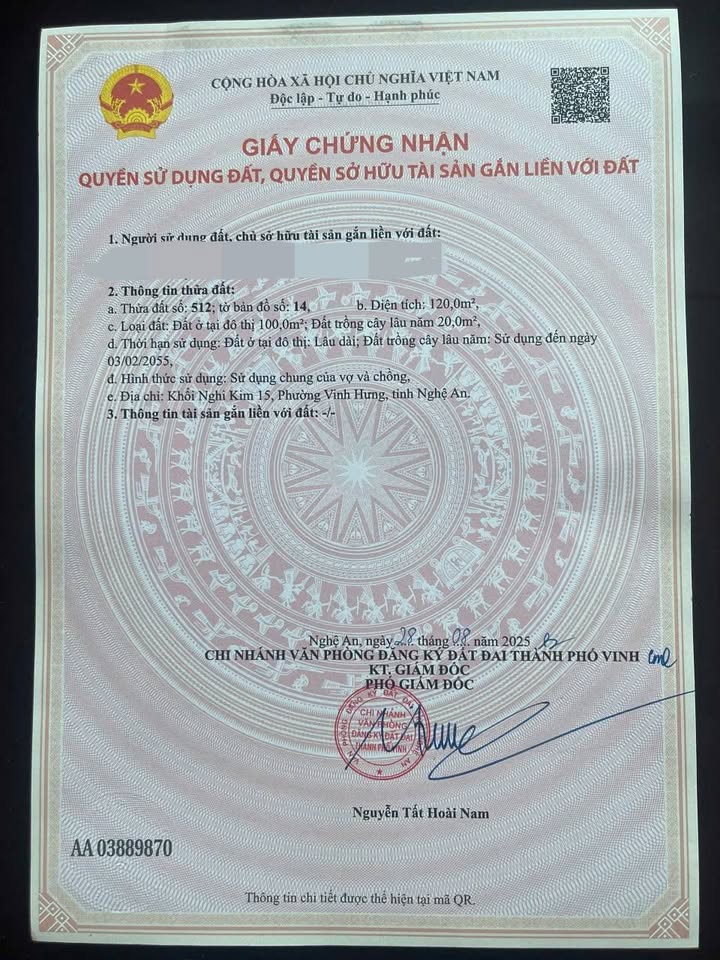 Đất nền Khối 15 - Nghi Kim 120m² giá chỉ 2 tỷ - Lợi nhuận đầu tư cao!