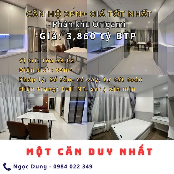 Căn hộ 2PN Vinhomes Grand Park 69m² giá 3.86 tỷ - Full nội thất sang trọng!