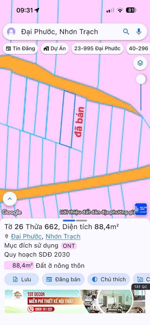 Đất nền Phú Đông - Đại Phước 88m² giá 1 tỷ - Cơ hội đầu tư hấp dẫn!