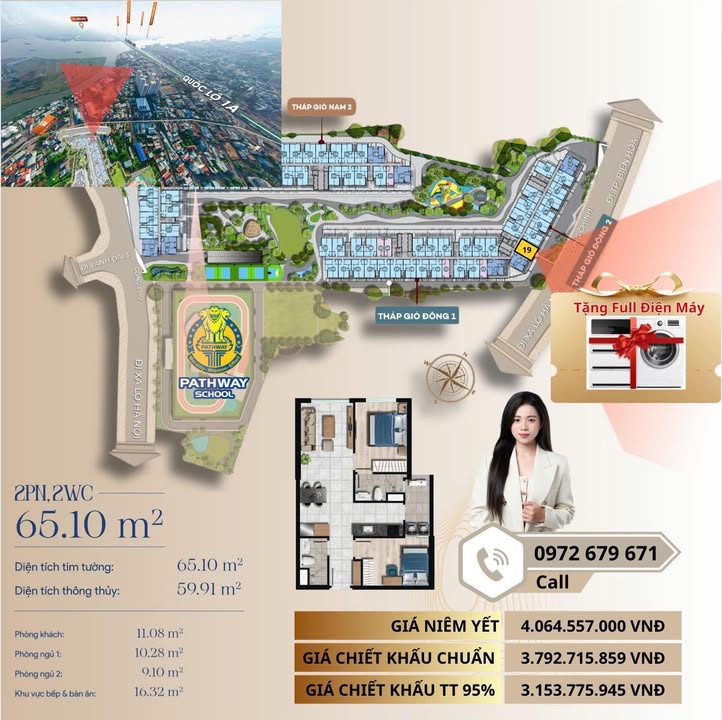 Căn hộ Gió Đông 2, Dĩ An 65m² giá thỏa thuận - Sở hữu ngay căn 2PN view sông đẹp!
