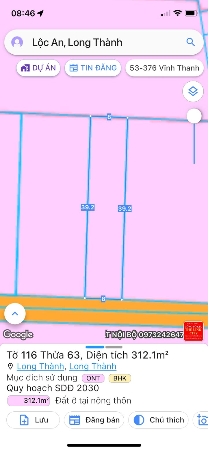 Đất nền chính chủ xã Long Thành 312m² giá 4 tỷ - Đầu tư sinh lời ngay!