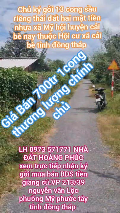 Vườn Sầu Riêng 13.000m² tại Xã Mỹ Hội, Huyện Cái Bè - Giá chỉ 700 triệu/công!