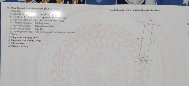 Đất nền 399m² mặt tiền đường nhựa xã Mỹ Quý - Giá chỉ 1.15 tỷ, thương lượng!