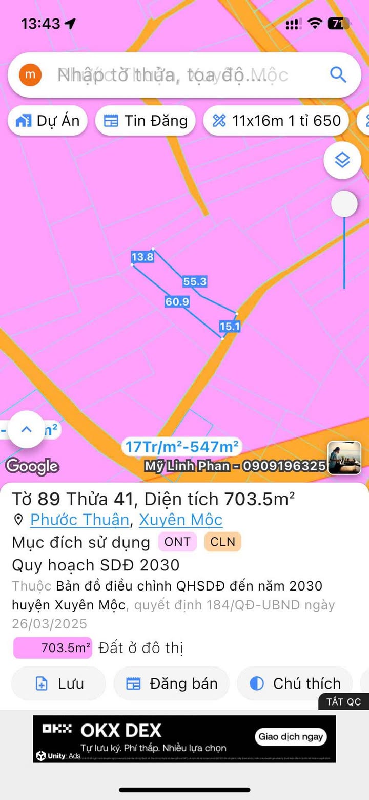 Đất nền Xuyên Phước Cơ, Phước Bửu 703m² giá chỉ 2.3 tỷ - Đầu tư sinh lời!