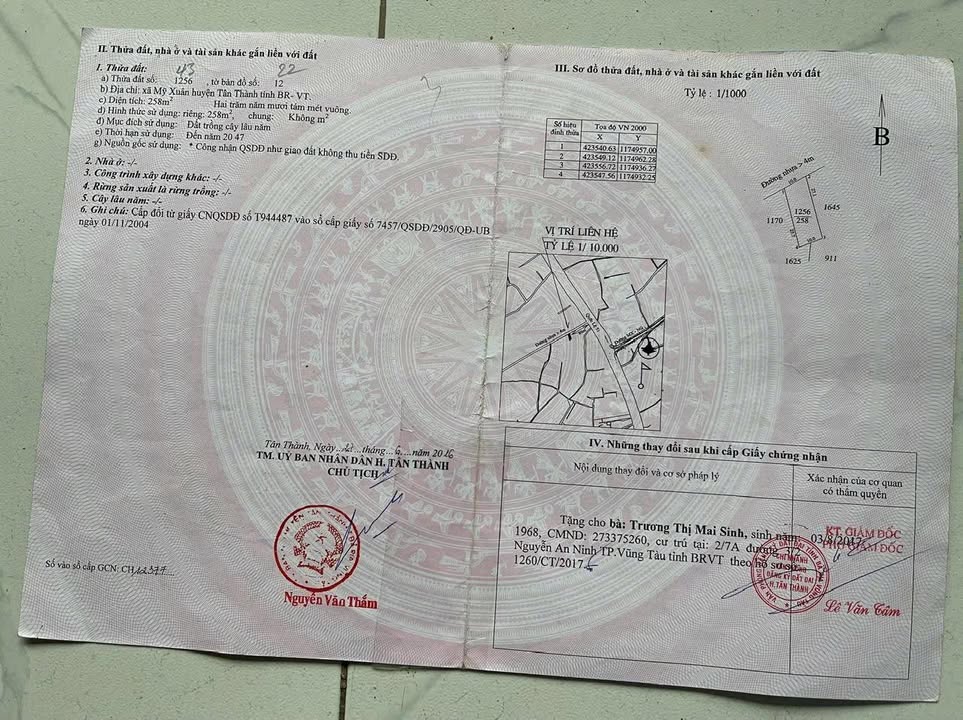 Đất nền 258m² tại Chùa Bửu Thiên, Mỹ Xuân - Giá chỉ 2.7 tỷ, cơ hội đầu tư tuyệt vời!