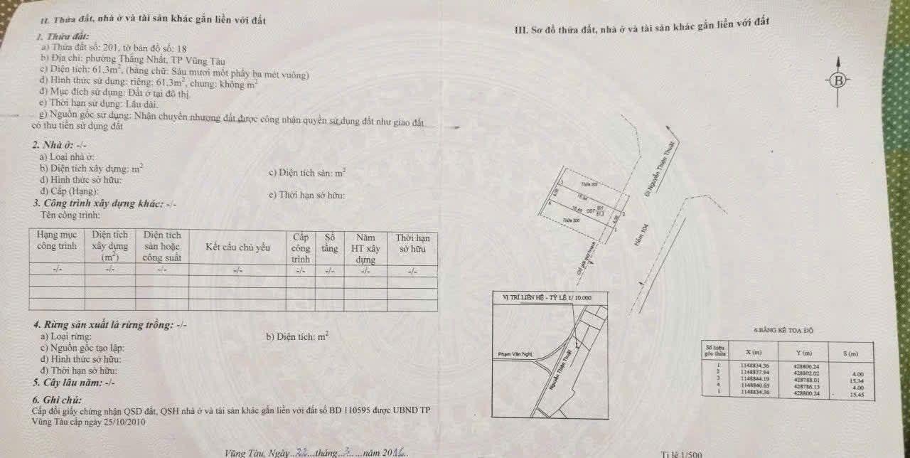 Lô đất hẻm 104 Nguyễn Thiện Thuật, Vũng Tàu 61.3m² giá 5.7 tỷ - Cơ hội đầu tư tuyệt vời!
