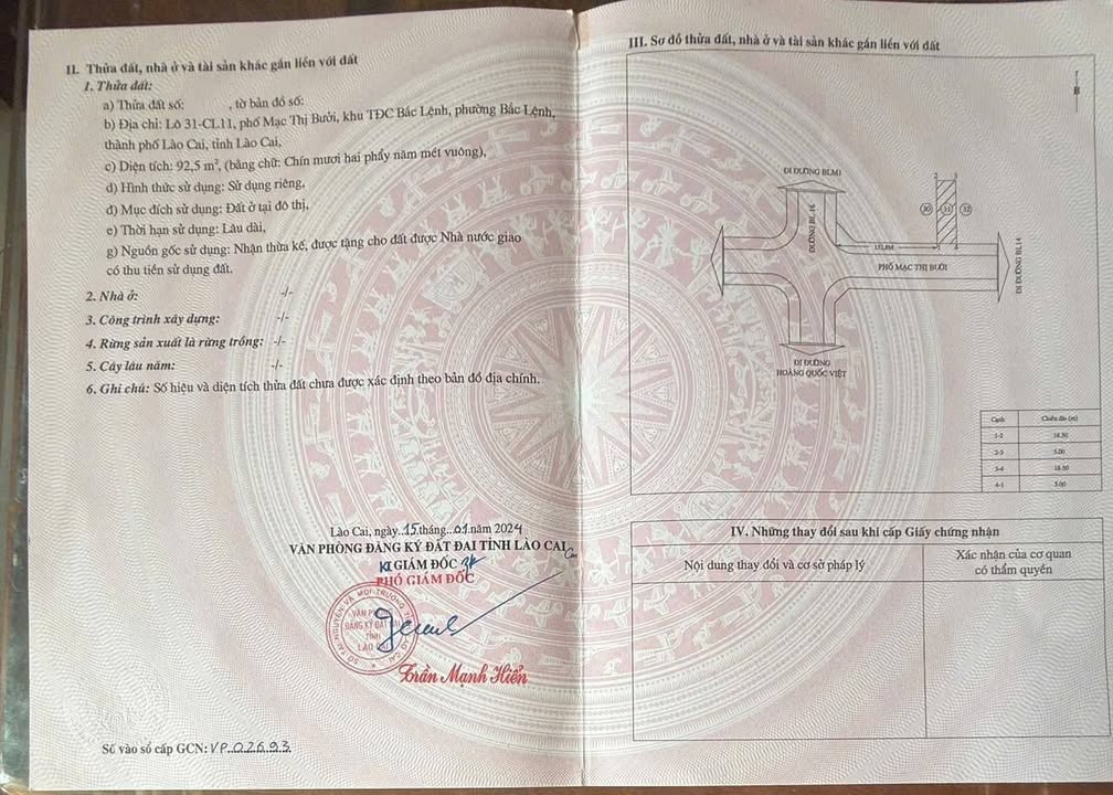 Đất nền Mạc Thị Bưởi, Lào Cai 92m² giá 1.7 tỷ - Cơ hội hiếm có không thể bỏ qua!