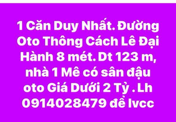 Nhà bán đường Lê Đại Hành, Quảng Ngãi 123m² - Giá dưới 2 tỷ, sân đậu ô tô