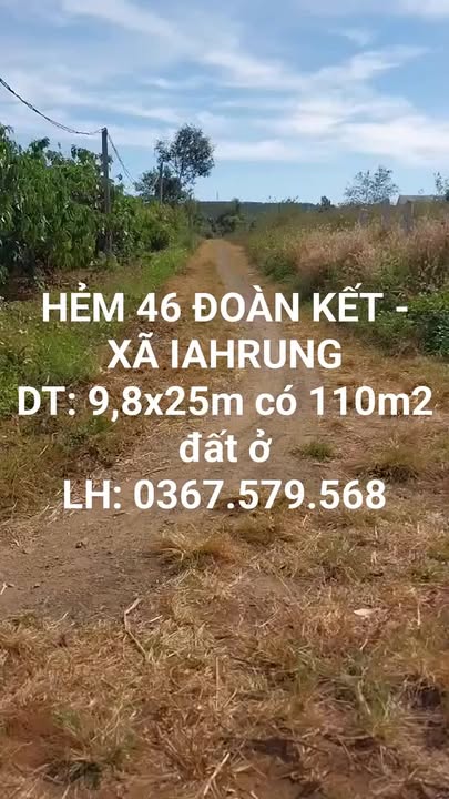 Đất nền Hẻm 46 Đoàn Kết, Gia Lai 110m² giá 400 triệu - Hướng Tây Bắc, sổ hồng sẵn!