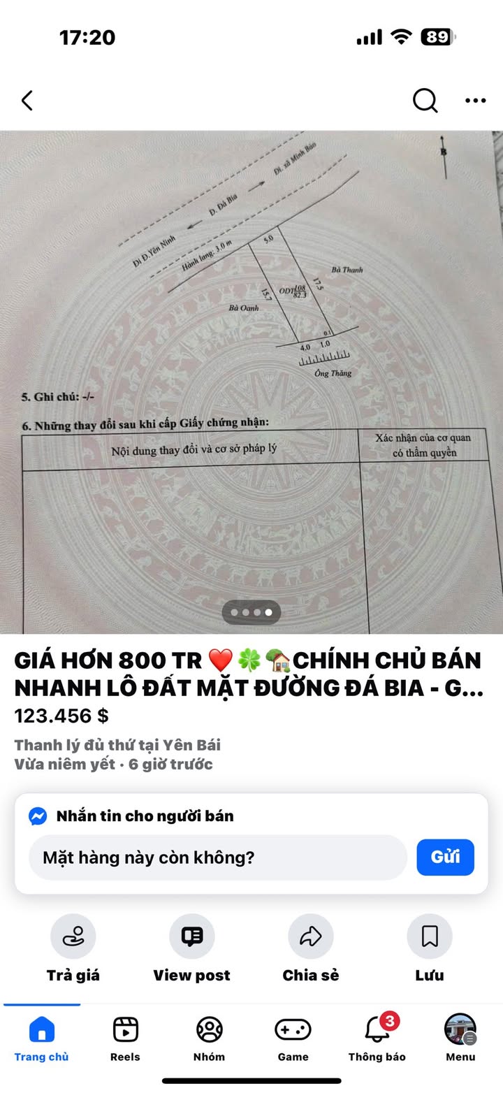 Lô đất mặt đường Đá Bia, Yên Bái 90m² giá 8 tỷ - Chính chủ bán nhanh!